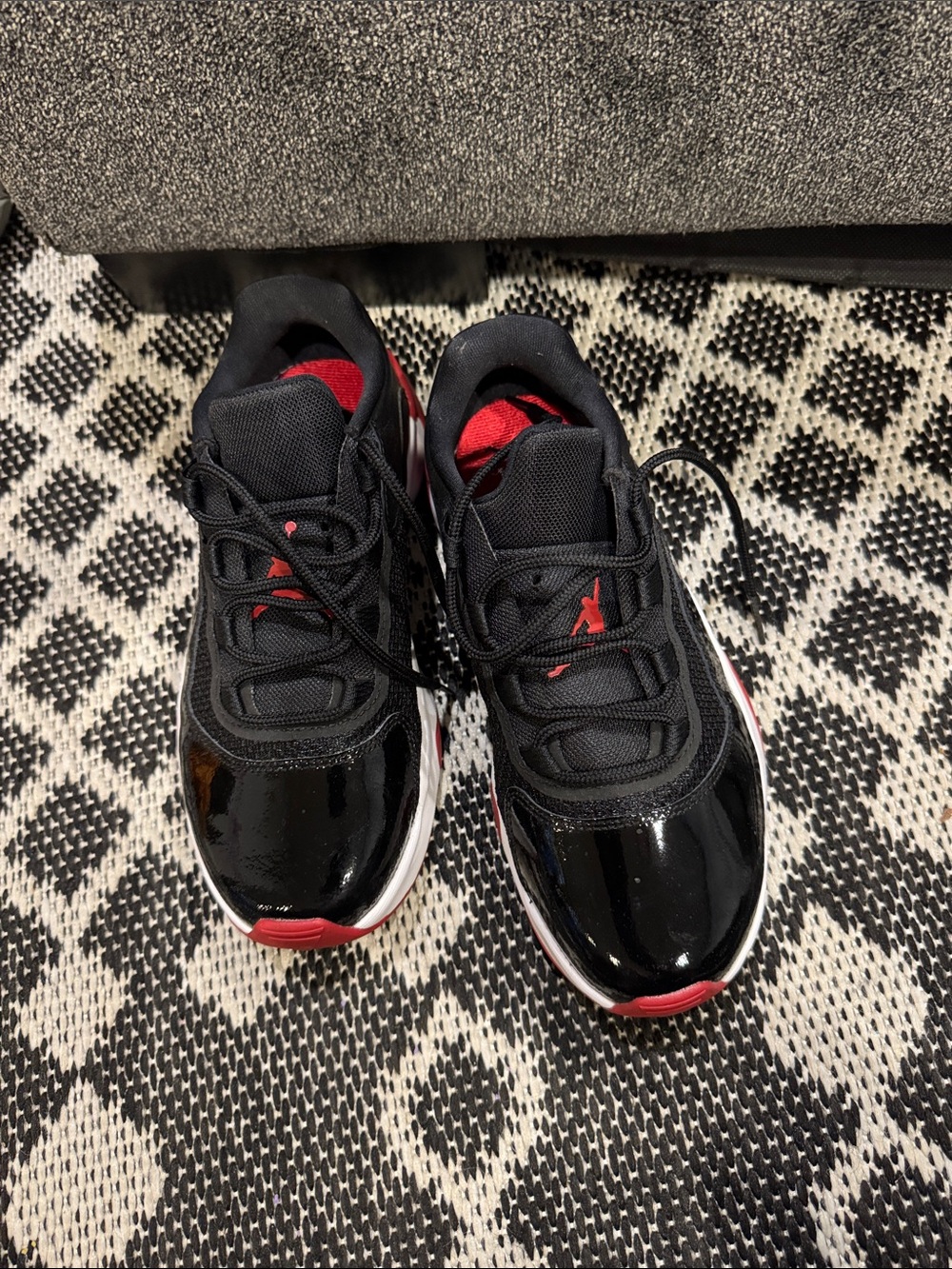 Jordan Kids Black and Red Low-Top Sneakers